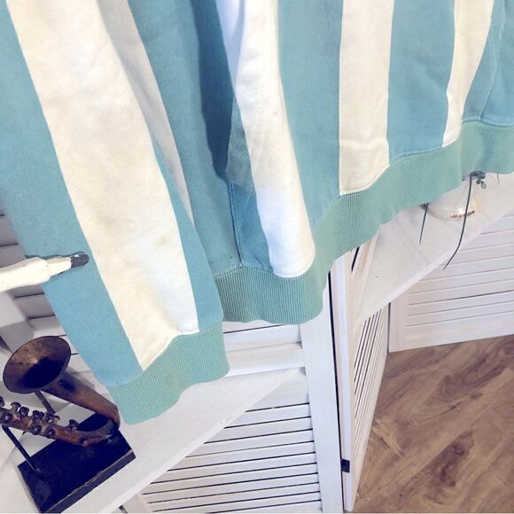 Urban Outfitters Striped Hooded Sweatshirt Blue Cream Medium - Picture 4 of 5